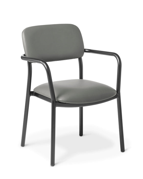 Eden FIT Visitor Stacker Chair, Black Frame, Charcoal Vinyl, Optional Arms, Standard, Plus & Bariatric Sizes