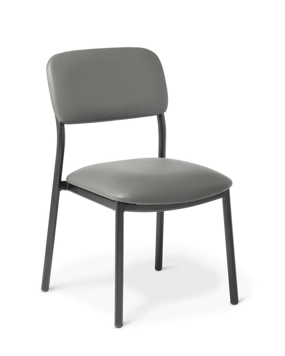 Eden FIT Visitor Stacker Chair, Black Frame, Charcoal Vinyl, Optional Arms, Standard, Plus & Bariatric Sizes