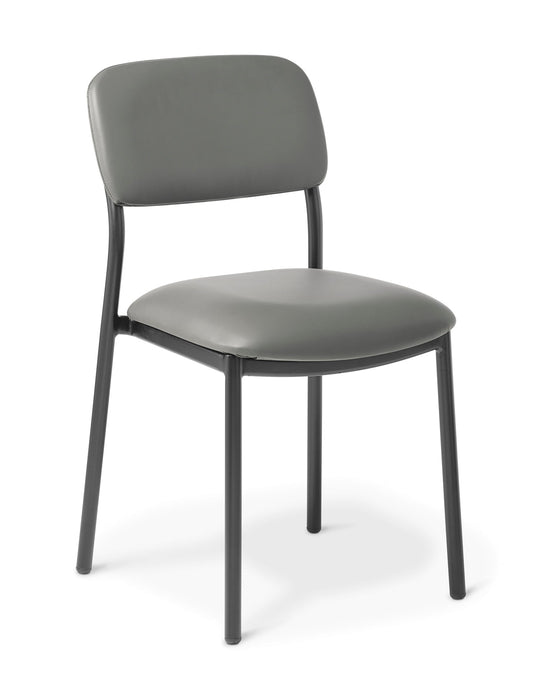 Eden FIT Visitor Stacker Chair, Black Frame, Charcoal Vinyl, Optional Arms, Standard, Plus & Bariatric Sizes