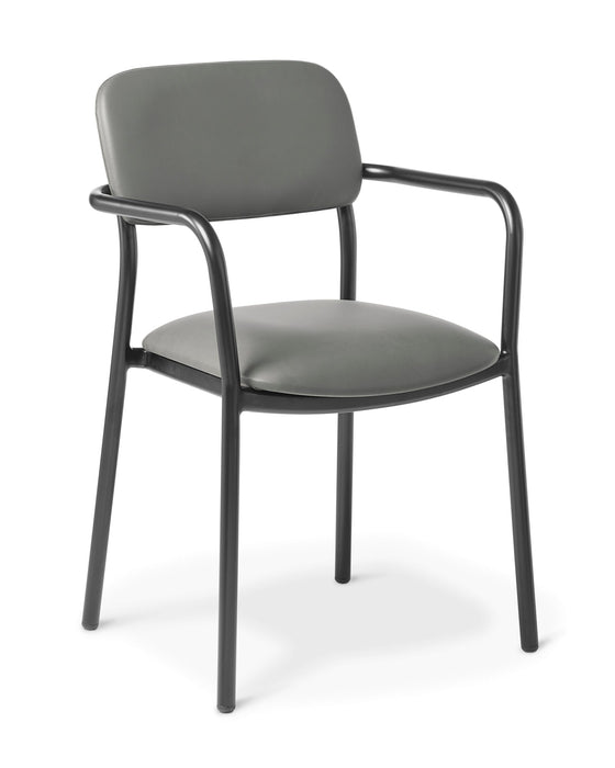 Eden FIT Visitor Stacker Chair, Black Frame, Charcoal Vinyl, Optional Arms, Standard, Plus & Bariatric Sizes