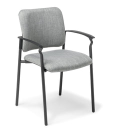 Eden Polo Black Frame Visitor and Meeting Chair With Arms / Keylargo Ash Fabric ED-POLOBLKWA-KEYASH