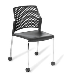 Eden Punch 4-Leg on Castors Community Chair Black / Chrome ED-PNCHLGCSTRCHR-BLK