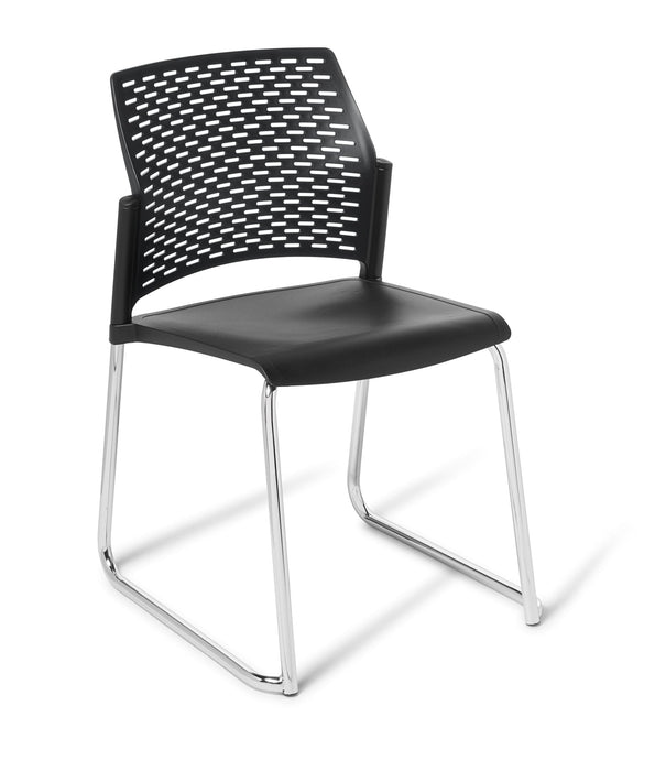 Eden Punch Sled Community Chair Black / Chrome ED-PNCHSLDCHR-BLK