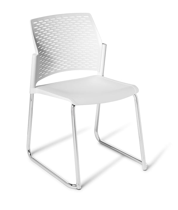 Eden Punch Sled Community Chair White / Chrome ED-PNCHSLDCHR-WHT