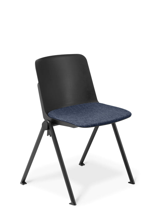 Eden Scout 4-Leg Cafe & Meeting Chair Polypropylene Black Frame with Seat Upholstered in Keylargo Navy Fabric ED-SCOUTLEGBLK-KEYNAVY