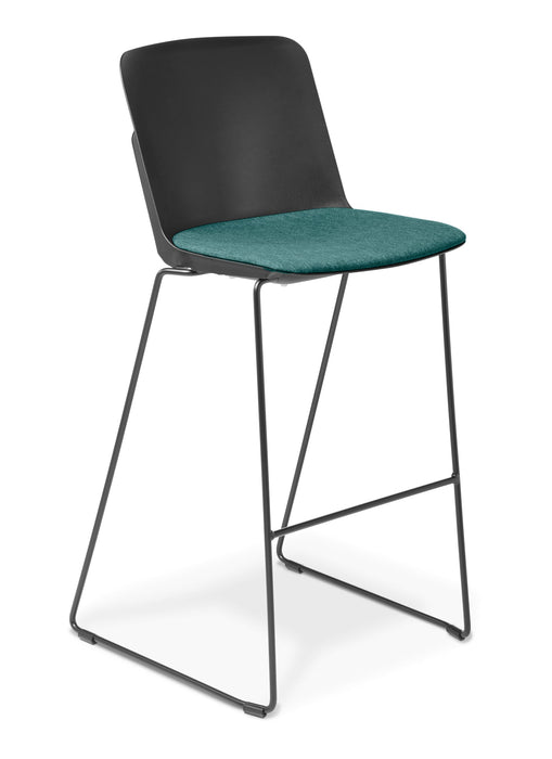 Eden Scout Sled Barstool Polyproylene Black Frame Upholstered with Keylargo Atlantic Fabric ED-SCOUTBARBLK-KEYANTL