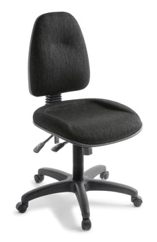 Eden Spectrum 3-lever Highback Ergonomic Office Chair with Long and Wide Seat Keylargo Ebony Fabric ED-S3LW-KEYEBO