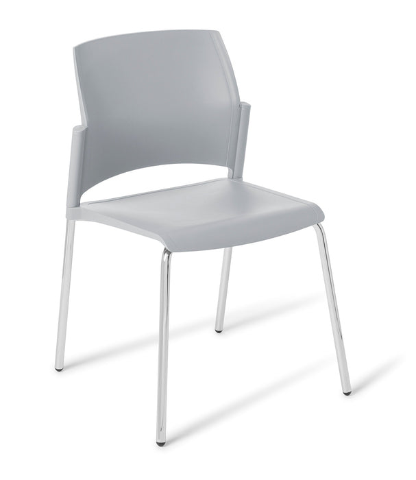 Eden Spring 4-Leg Chrome Community Chair Smoke Shell ED-SPRLEGCHR-SMK