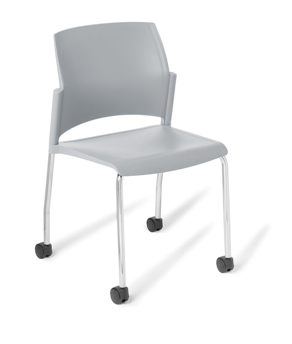 Eden Spring 4-Leg on Castors Chrome Community Chair Smoke Shell ED-SPRLEGCASCHR-SMK