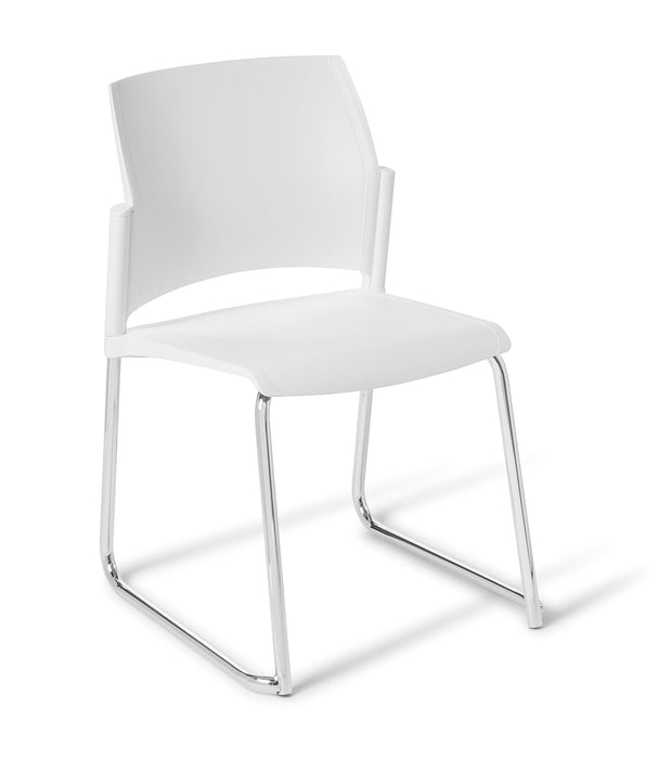 Eden Spring Sled Chrome Community Chair White Shell ED-SPRSLDCHR-WHT