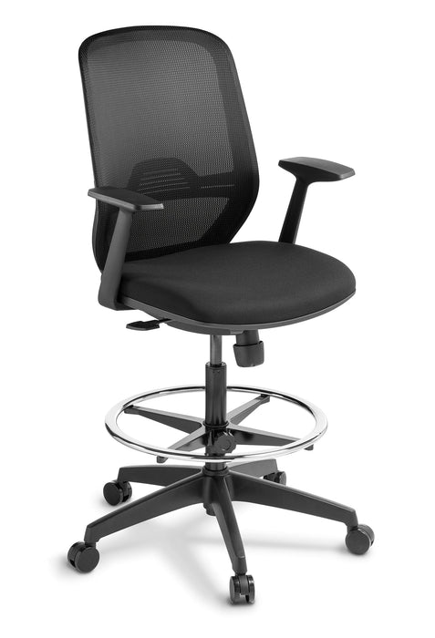 Eden Sprint with Polished Aluminium Base Task Mesh Chair - Standard Black Fabric Arms + Highlift & Footring ED-SPRINTARMSHL-BLK