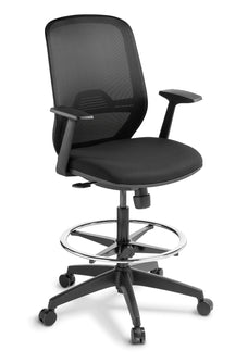 Eden Sprint with Polished Aluminium Base Task Mesh Chair - Standard Black Fabric Arms + Midlift & Footring ED-SPRINTARMSMLFTRNG-BLK