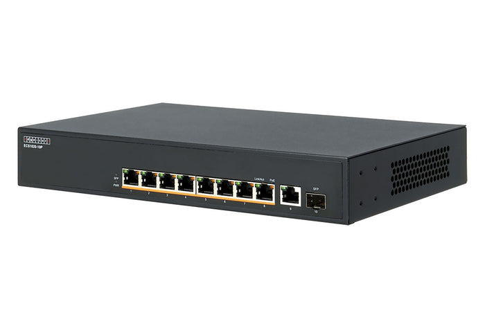 EDGECORE 10 Port (1 SFP & 8 PoE) Gigabit Unmanaged PoE Switch. Power Budget: 140W. Jumbo Frame and Auto MDI/MDIX. Includes Rackmounting Ears PROMO Win 1 of 9 $100 Prezzy Cards CDECS1020-10P