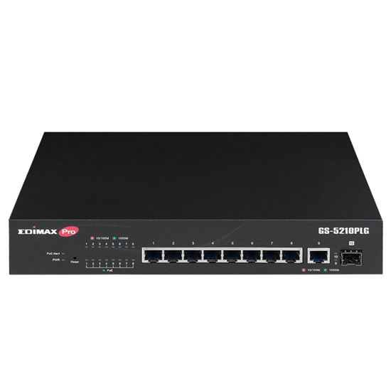 EDIMAX 10-Port Gigabit PoE+ Web Smart Switch with 1x SFP Port. Supports PoE+ up to 30W. Long Range PoE up to 200m. Powered Device Auto Detection. Supports 20Gbps Switching Capacity. Rack Mount CDGS-5210PLG