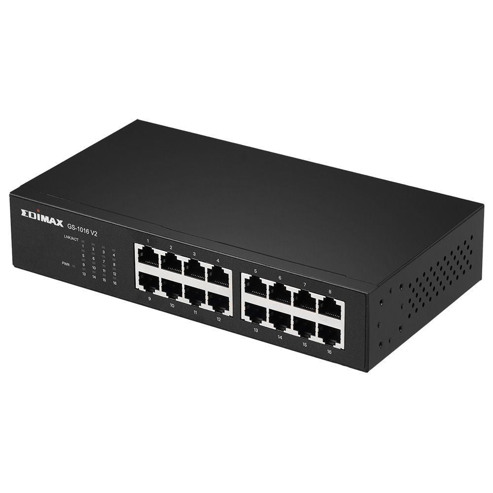 EDIMAX 16 Port 10/100/1000 Gigabit Rack-mount Unmanaged Switch. High-S ...