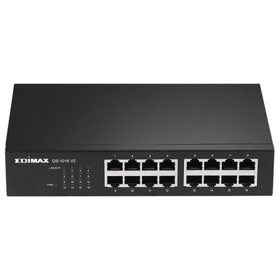 EDIMAX 16 Port 10/100/1000 Gigabit Rack-mount Unmanaged Switch. High-Speed Networking and Jumbo Frames. Designed for Medium / Large Network Environments. Includes Rack -mount Brackets. CDGS-1016V2