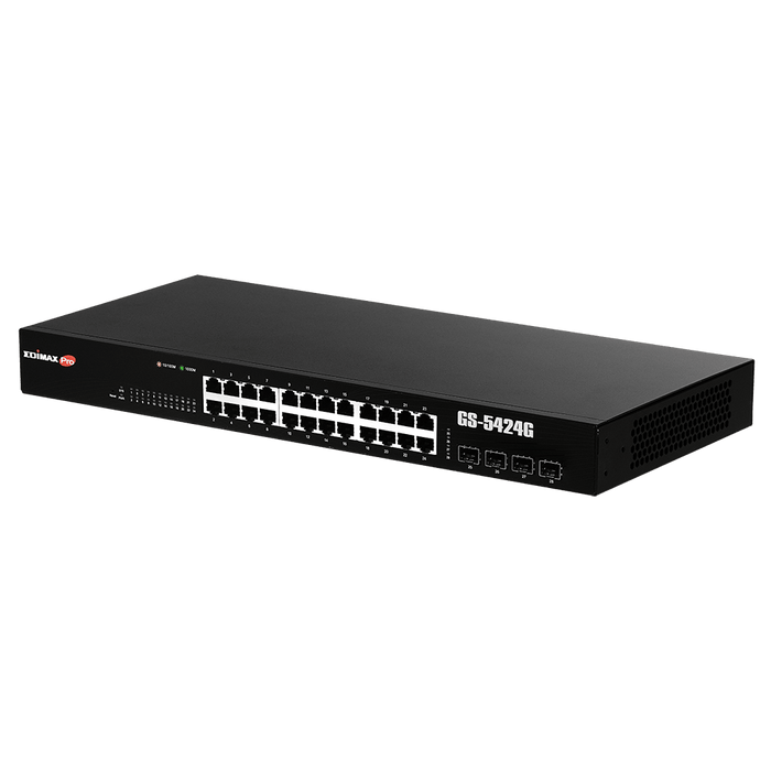 Data Rack With Switches EDIMAX 24 Port Gigabit Long Range Web Smart Rack-mount Switch. With 4 ...