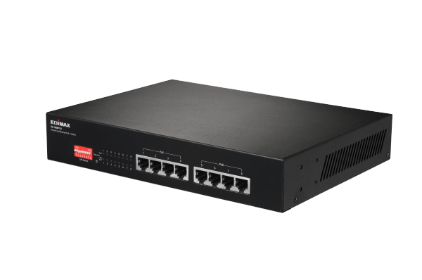 EDIMAX 8 Port 10/100 Fast Ethernet PoE+ Switch with DIP Switch. PoE delivery up to 200m. Power budget: 130W. Auto Energy Saving Functions. Plug and Play. VLAN & CDES-1008PV2