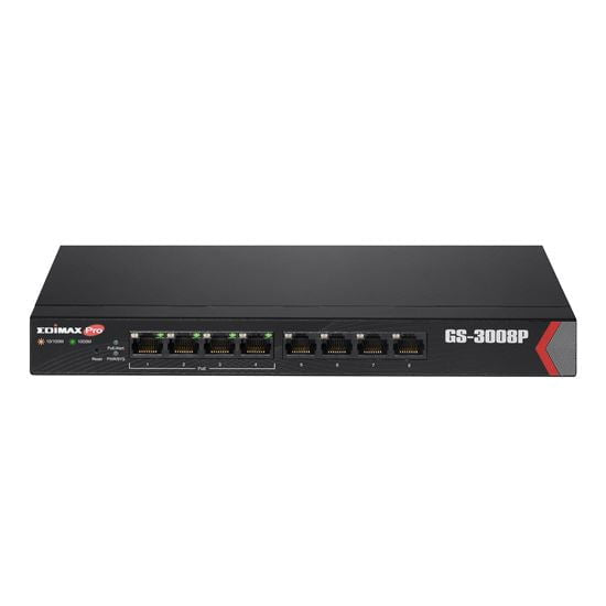 EDIMAX 8 Port Gigabit Web Managed Switch with 4 PoE+ Ports. Power Budget: 72W. Designed for SOHO networks. Delivery Distance of up to 200m. Auto-detect powered devices CDGS-3008P