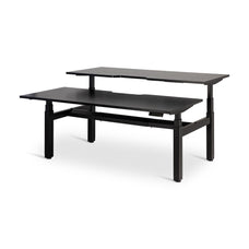 Enhance 1500mm x 800mm Electric Shared Standing Desk – Black / Black Woodgrain, Height Adjustable MG_ENHDSK158_EL_BBW