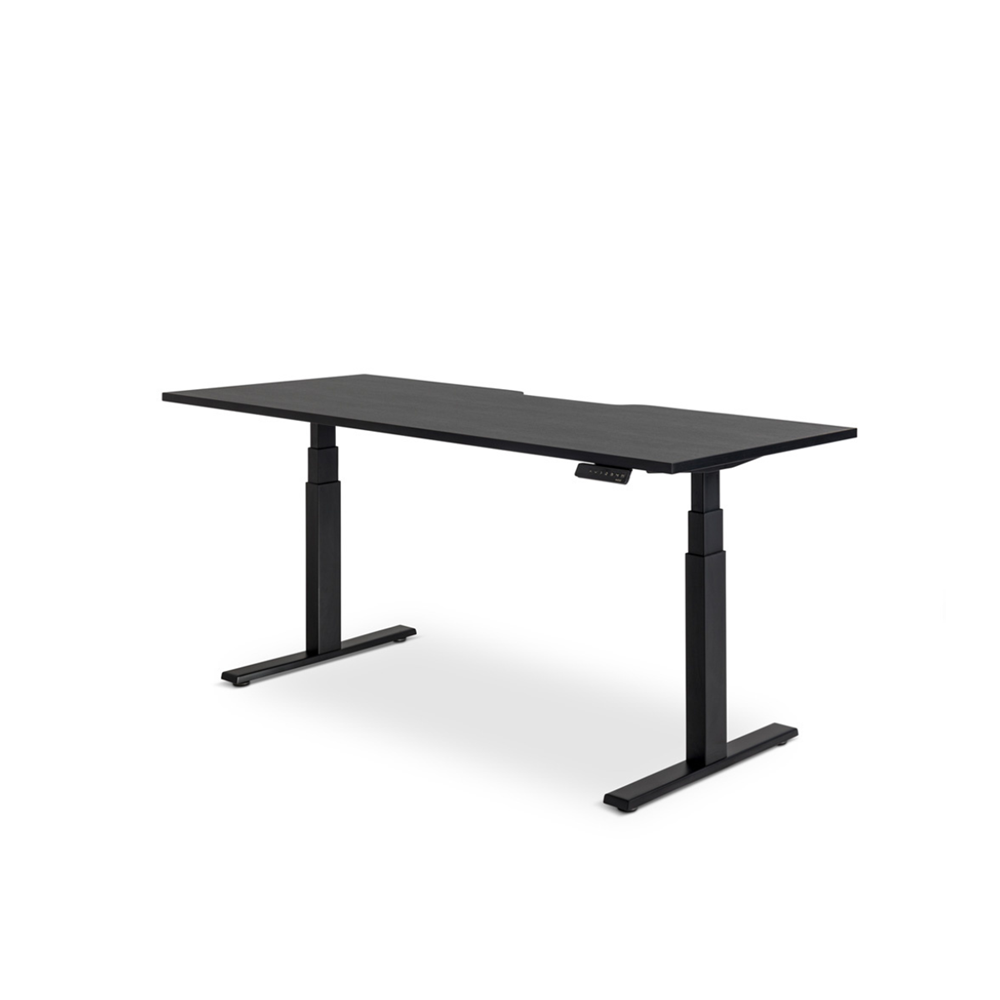 Enhance 1500mm x 800mm Electric Standing Desk – Black / Black Woodgrai ...