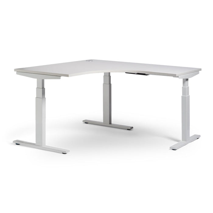 Enhance 1800mm Electric Standing Corner Desk – White / White, Height Adjustable