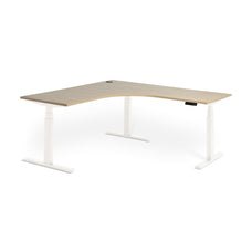 Enhance 1500mm Electric Standing Corner Desk – White / Autumn Oak, Height Adjustable