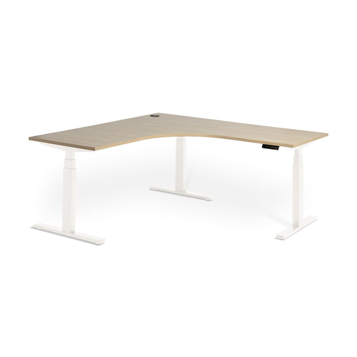 Enhance 1500mm Electric Standing Corner Desk – White / Autumn Oak, Height Adjustable