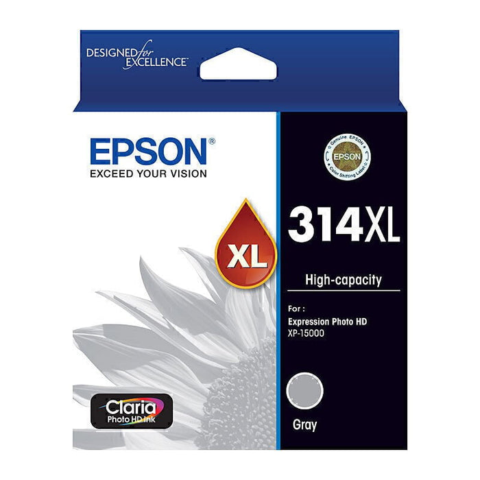 Epson 314 High Yield Gray Ink Cartridge, Original DSE314GXL