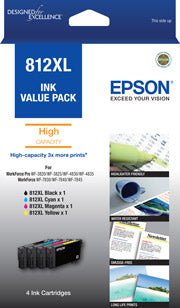 Epson 812XL Ink Cartridge Value 4 Pack DSE812XLVP