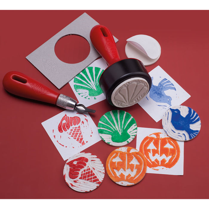 Essdee 3 in 1 Lino & Stamp Carving Kit Includes 5 Cutters and 2 Stamps CXOASL5B2D