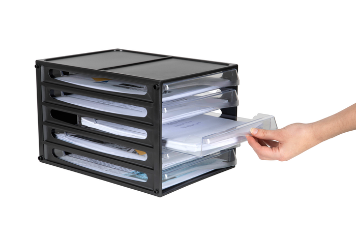 Esselte 5 Drawer Desktop Cabinet - Black AO49775