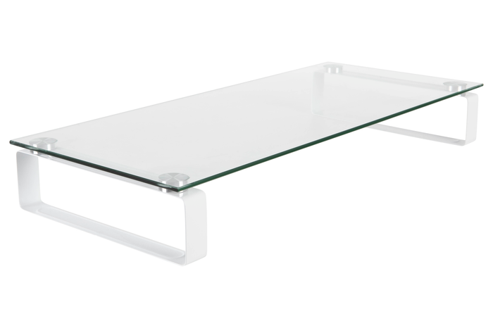 Esselte 600mm Glass Monitor Riser with White Legs AO30051