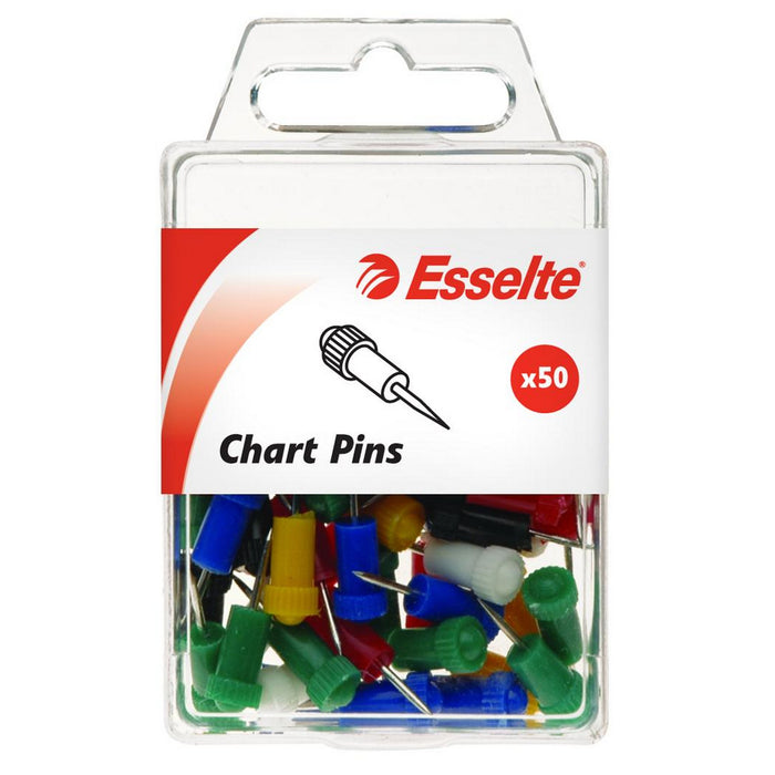 Esselte Chart Pin, Assorted Colours, Pack of 50 AO45109