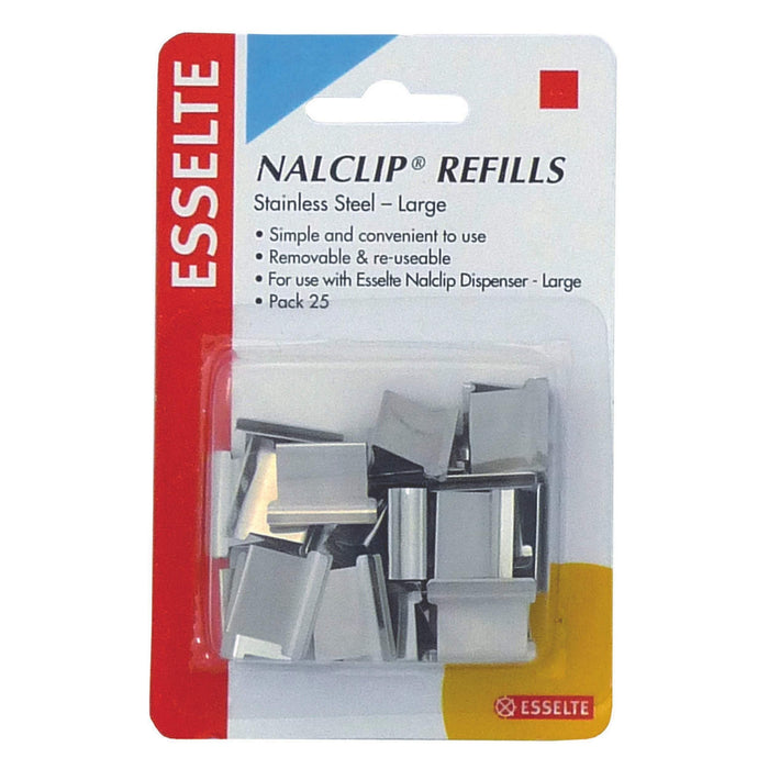 Esselte Metalware Nalclip Refills, Large, Steel, Pack of 25 AO45201