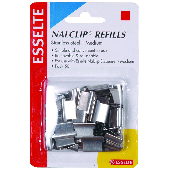 Esselte Metalware Nalclip Refills, Medium, Steel, Pack of 50 AO45200