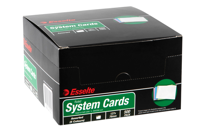 Esselte System Card 5 x 3 Assorted Colours x 500's pack AO451215