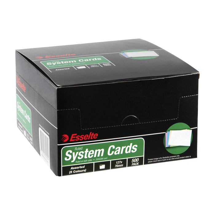 Esselte System Card 5 x 3 Assorted Colours x 500's pack AO451215