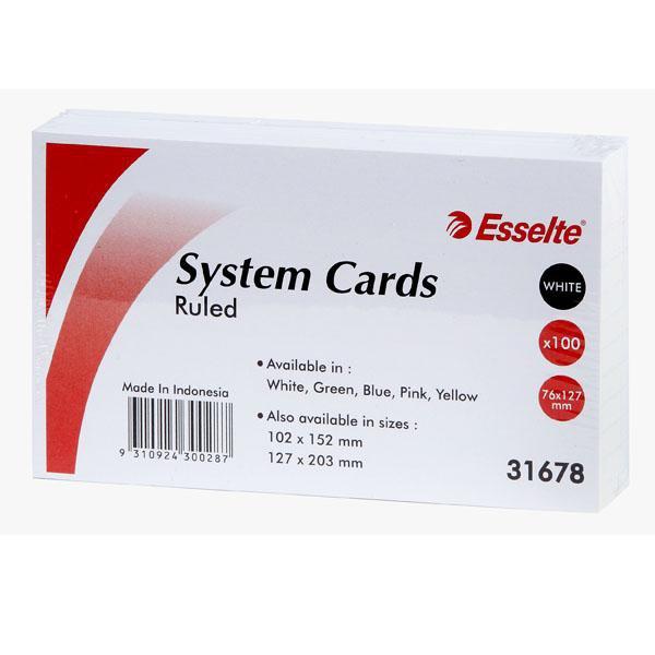 Esselte System Card 5 x 3 White x 100's pack AO31678