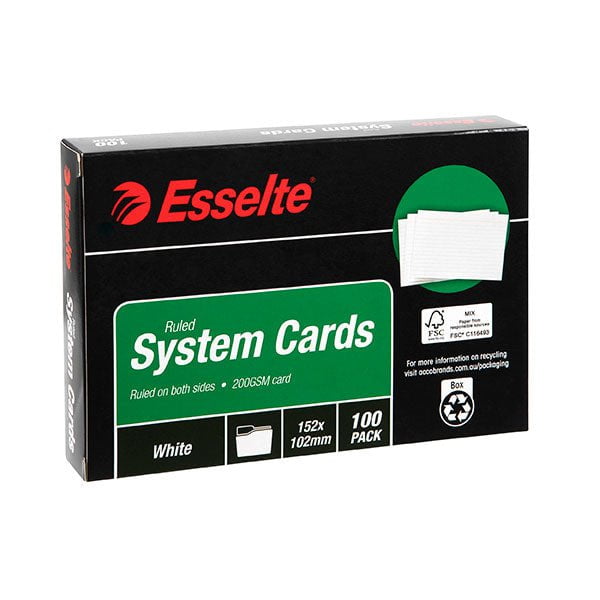 Esselte System Card 6 x 4 White x 100's pack AO31682