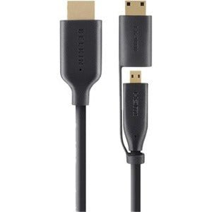 Essential High Speed Micro HDMI Cable w/Mini Adapter 2M - 2 m HDMI A/V Cable for Audio/Video Device, TV, Satellite Receiver, Gaming Console, Tablet PC - First End: 1 x HDMI Digital Audio/Video - Male - Second End: 1 x Micro HDMI Type D Digital Audio/Video IM1993613