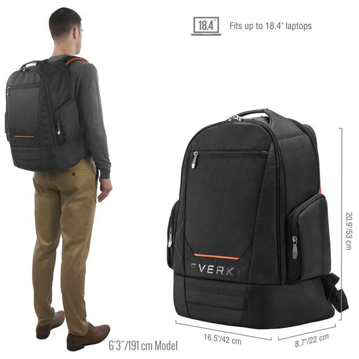 Everki ContemPRO Laptop Backpack, Fits up to 18.4" Notebooks, Spacious Compartments, Trolley Handle Pass-through, Felt Lined Laptop Compartment CDEKP117B