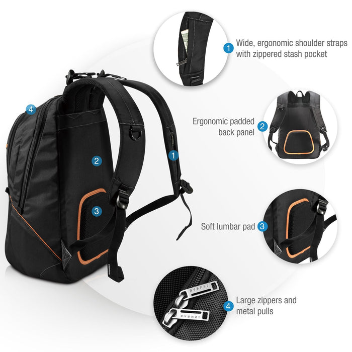 Everki Glide Laptop Backpack 17.3'', Integrated Corner-guard Protection, Felt-lined Tablet Pocket CDEKP129
