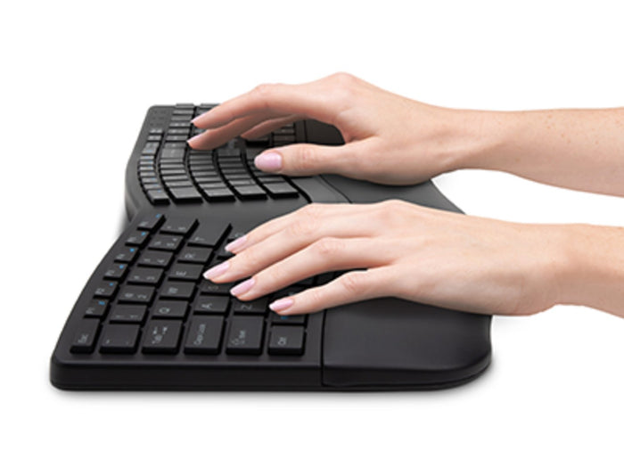 Kensington Pro Fit Ergo Dual Wireless Keyboard, Black, Ergonomic, Wrist Rest, Spill-Proof