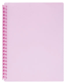 Marbig A4 20 Pocket Insertable Cover Refillable Display Book, Pastel Pink Cover
