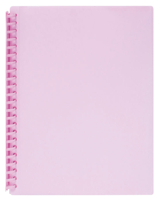 Marbig A4 20 Pocket Insertable Cover Refillable Display Book, Pastel Pink Cover