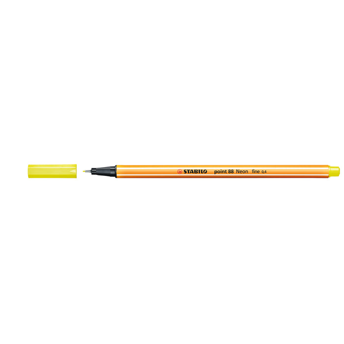 Stabilo Point 88 Fineliner Neon Yellow, Pack of 10