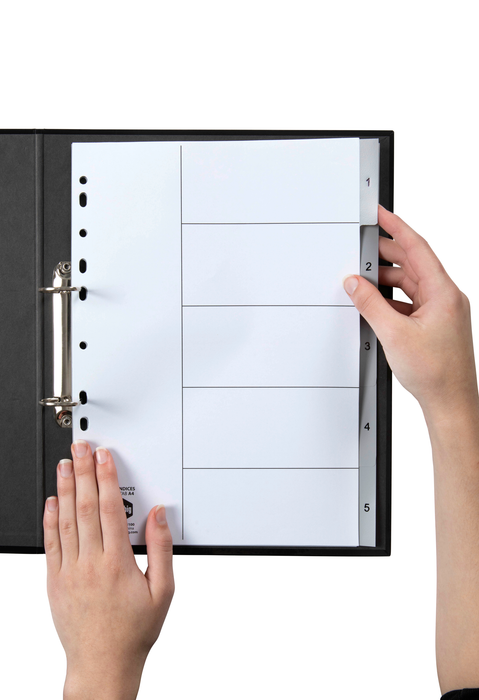 Marbig A4 White Polypropylene Indices/Divider, 1-5