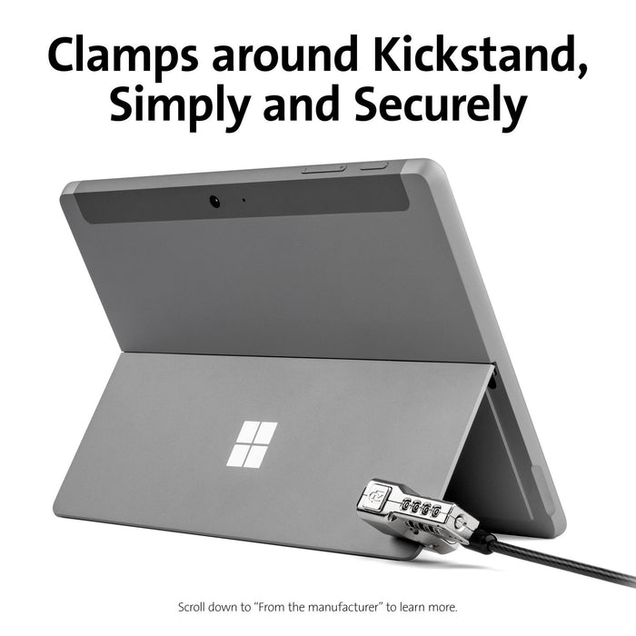Kensington Combination Lock For Surface Pro & Surface Go Devices, Carbon Steel Cable