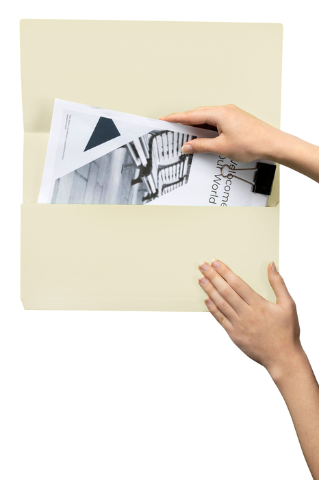 Marbig Foolscap Cardboard Document Wallet, 30mm Gusset, Buff, Pack of 50's